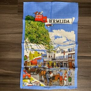 Bermuda Themed Blue Tea Towel